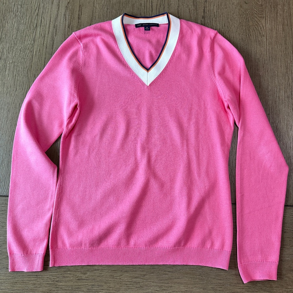 Brooks Brothers V-Neck Sweater Size Medium Pink - Picture 6 of 9